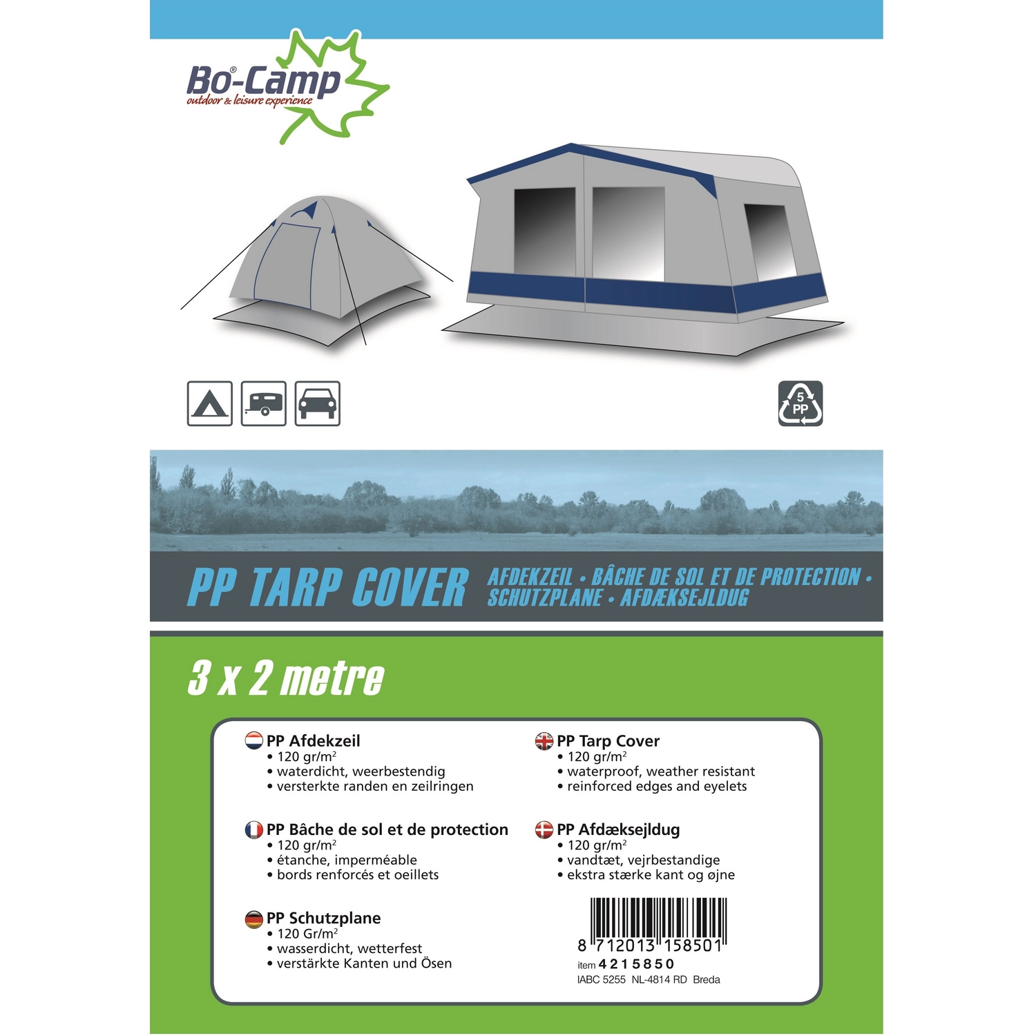 Afdekzeil Bo-Camp Grijs (3 X 2 M) 2 Afdekzeil Bo-Camp Grijs (3 X 2 M) - Afbeelding 2