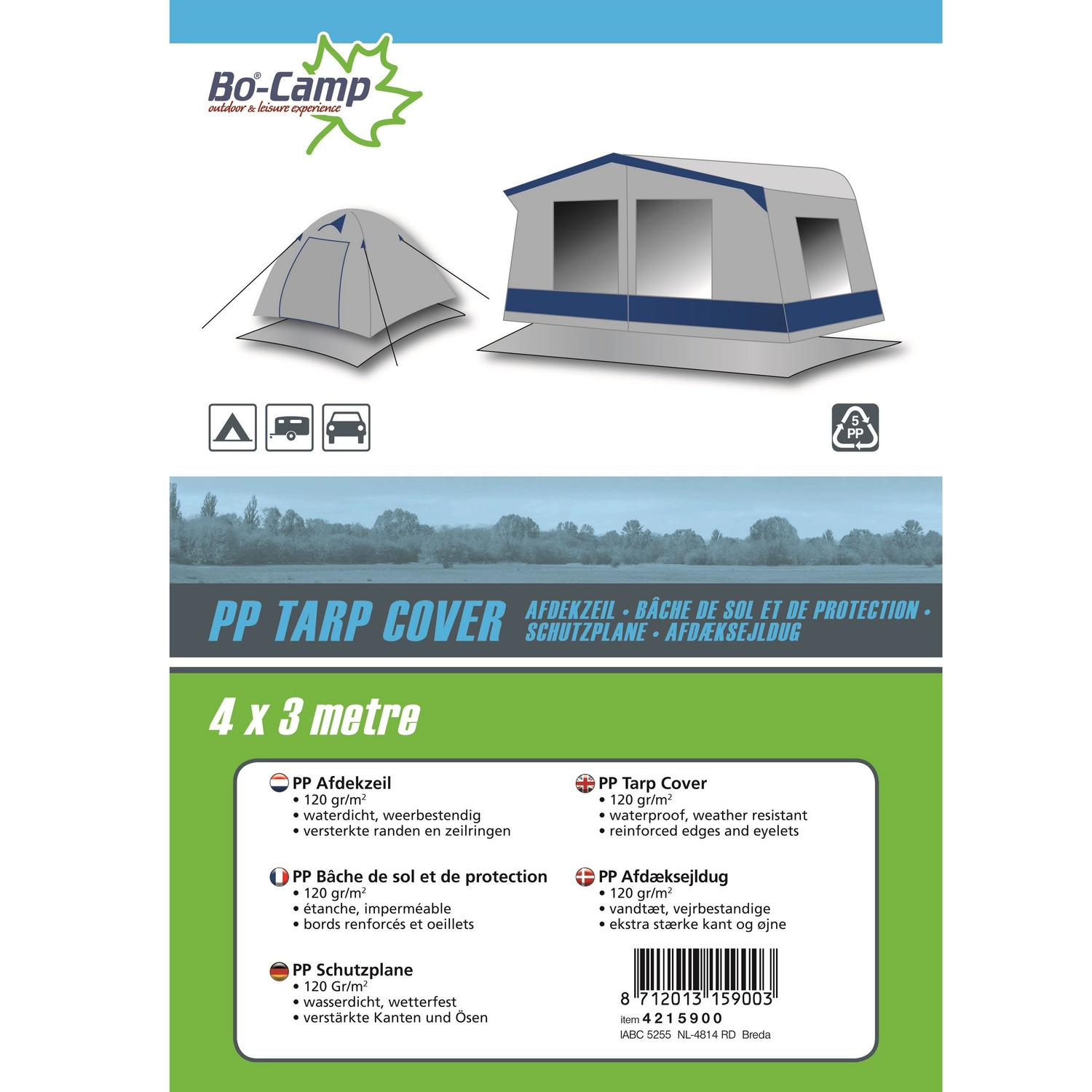 Afdekzeil Bo-Camp Grijs (4 X 3 M) 2 Afdekzeil Bo-Camp Grijs (4 X 3 M) - Afbeelding 2