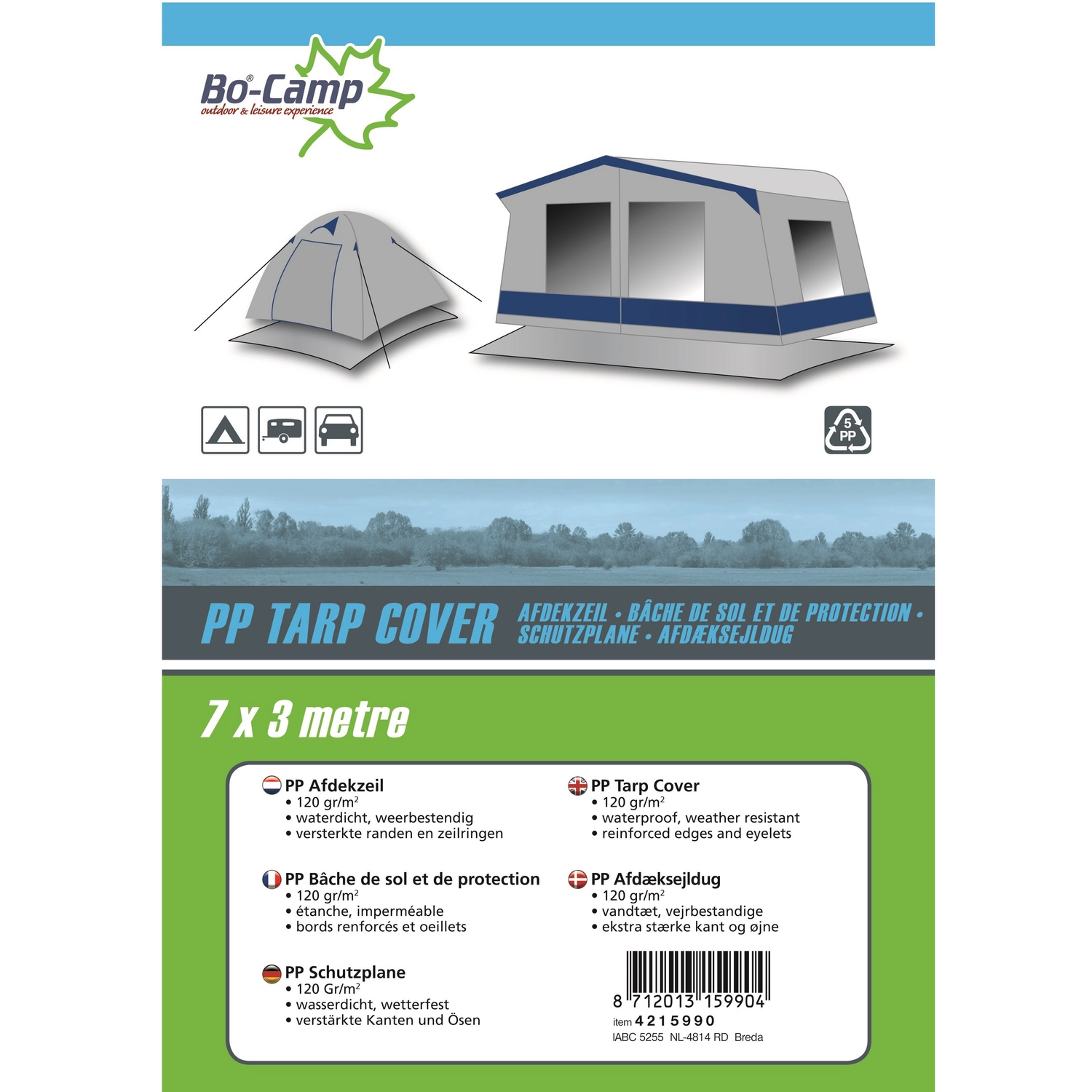 Afdekzeil Bo-Camp Grijs (7 X 3 M) 2 Afdekzeil Bo-Camp Grijs (7 X 3 M) - Afbeelding 2