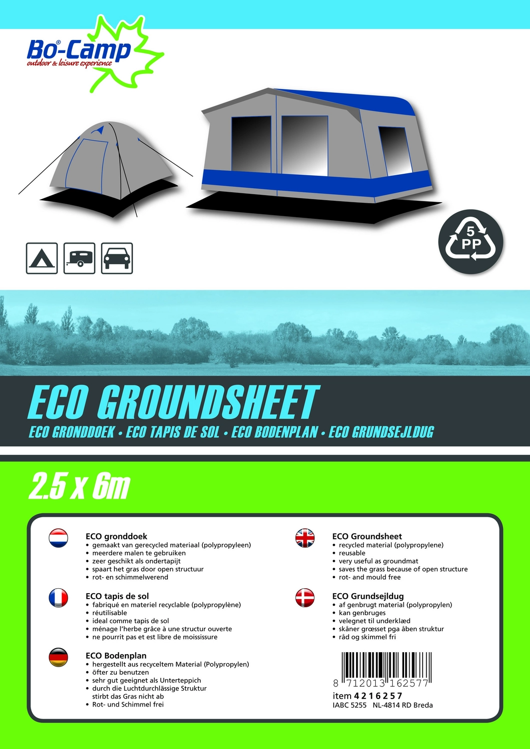 Grondzeil Bo-Camp Zwart Eco (2,5 X 6 M) 2 Grondzeil Bo-Camp Zwart Eco (2,5 X 6 M) - Afbeelding 2