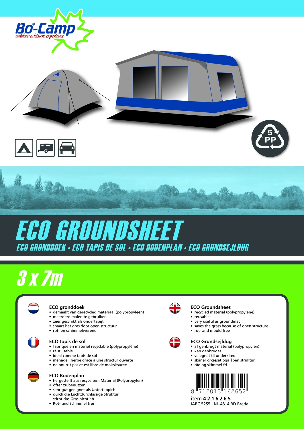 Grondzeil Bo-Camp Zwart Eco (3 X 7 M) 2 Grondzeil Bo-Camp Zwart Eco (3 X 7 M) - Afbeelding 2