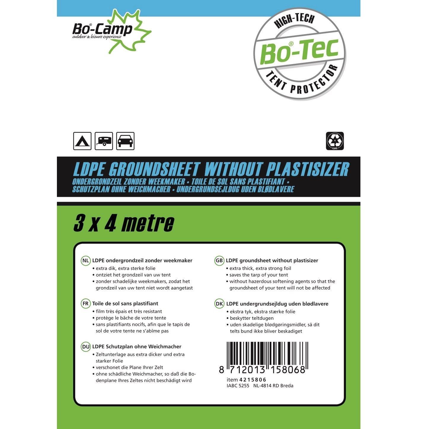 Grondzeil Bo-Camp Transparant (3 X 4 M) 1 Grondzeil Bo-Camp Transparant (3 X 4 M)
