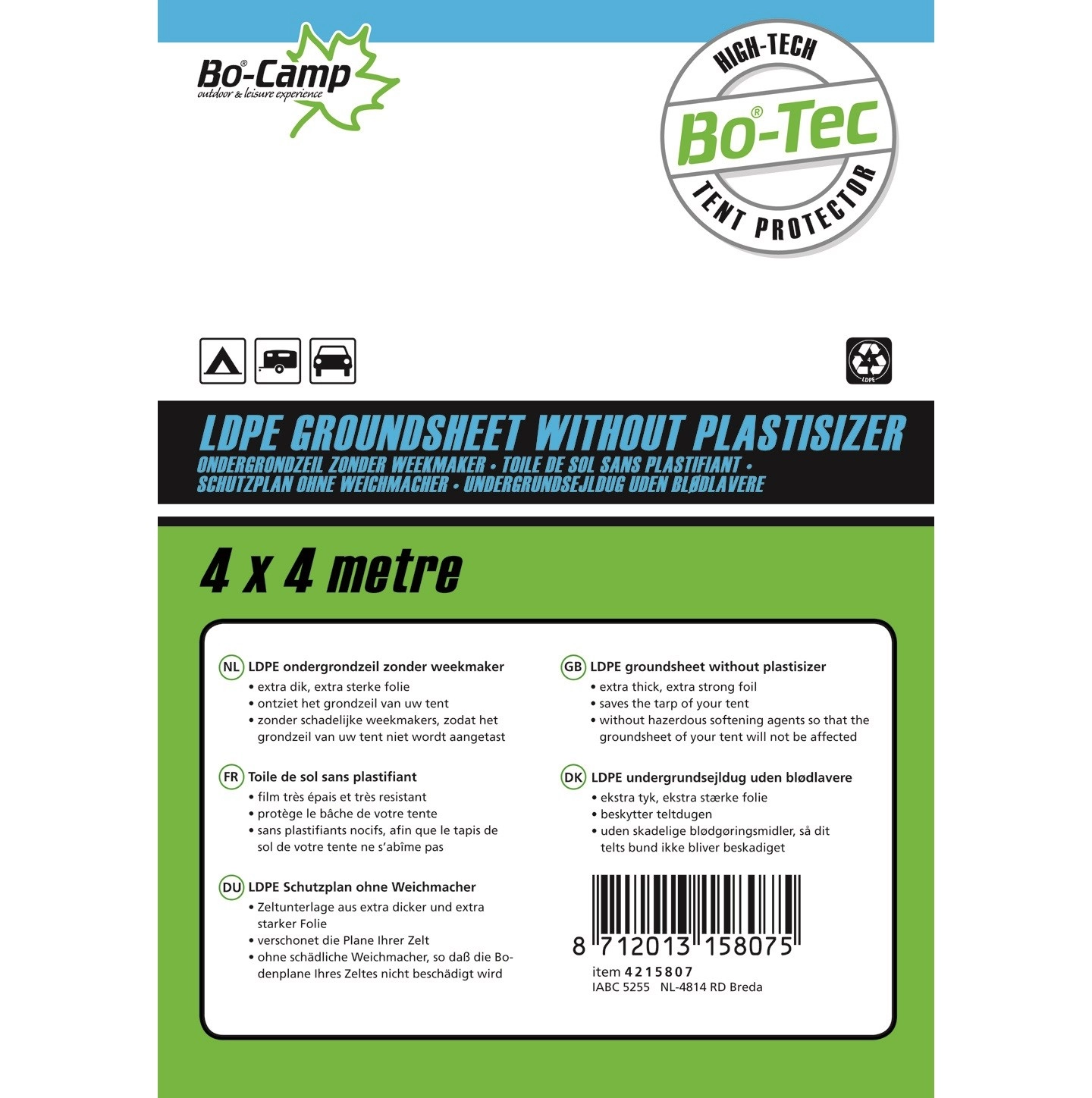 Grondzeil Bo-Camp Transparant (4 X 4 M) 1 Grondzeil Bo-Camp Transparant (4 X 4 M)