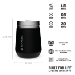 Thermosbeker Stanley The Everyday GO Tumbler Matte Black Pebble 0,29L -Campingwinkel 82137stanley the everyday go tumbler 03l